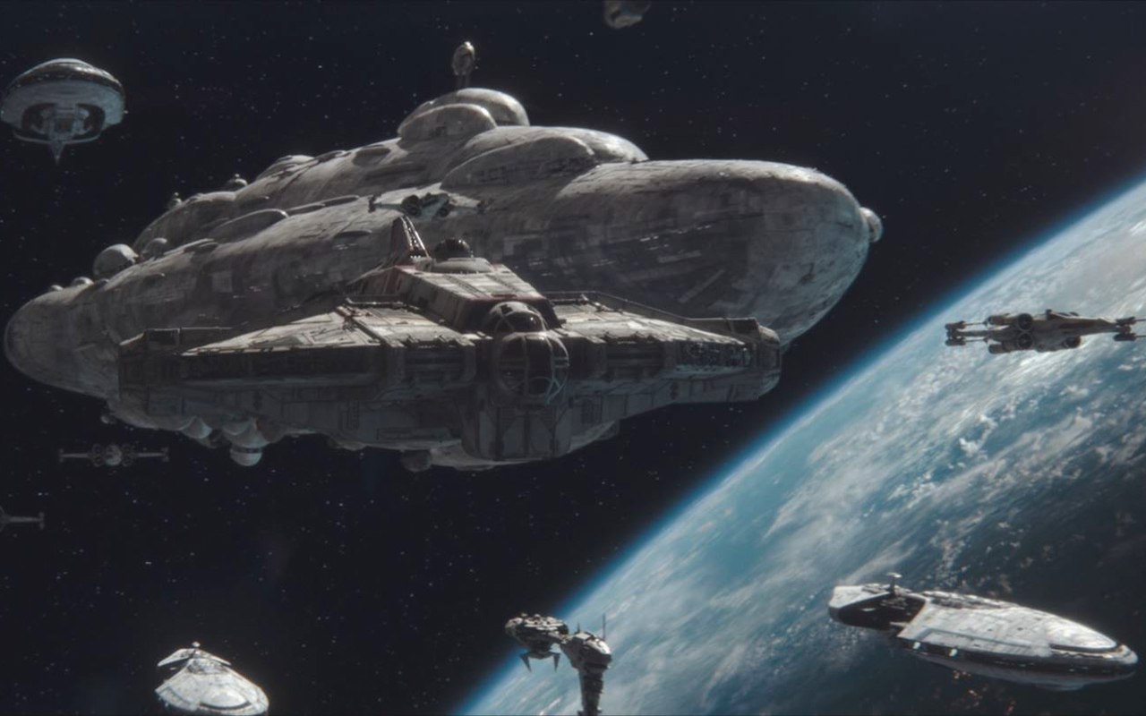 Die Raumflotte der neuen Republik mit Heras Raumschiff Ghost