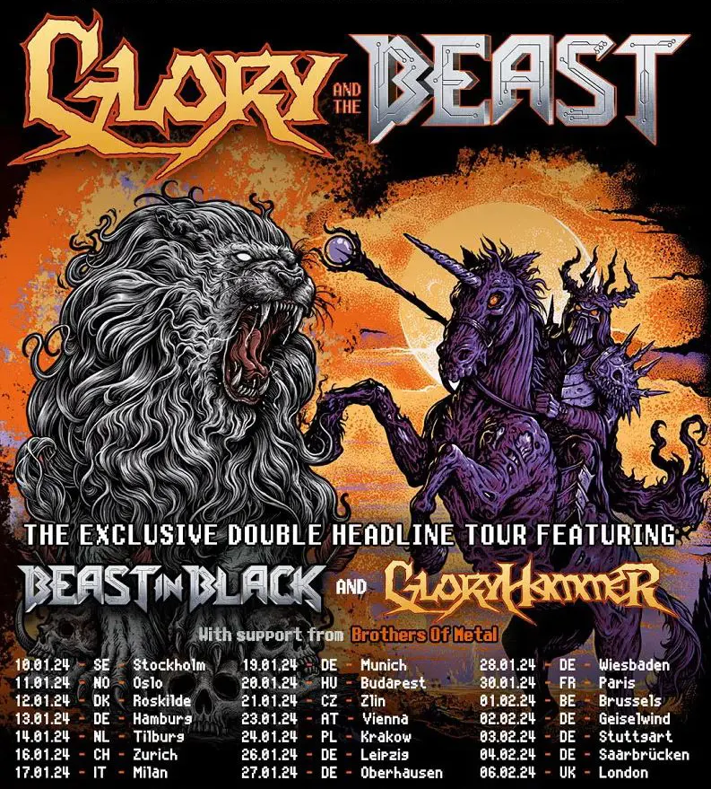 Beast in Black tourt 2024 noch durch Europa und Gloryhammer durch Nordamerika