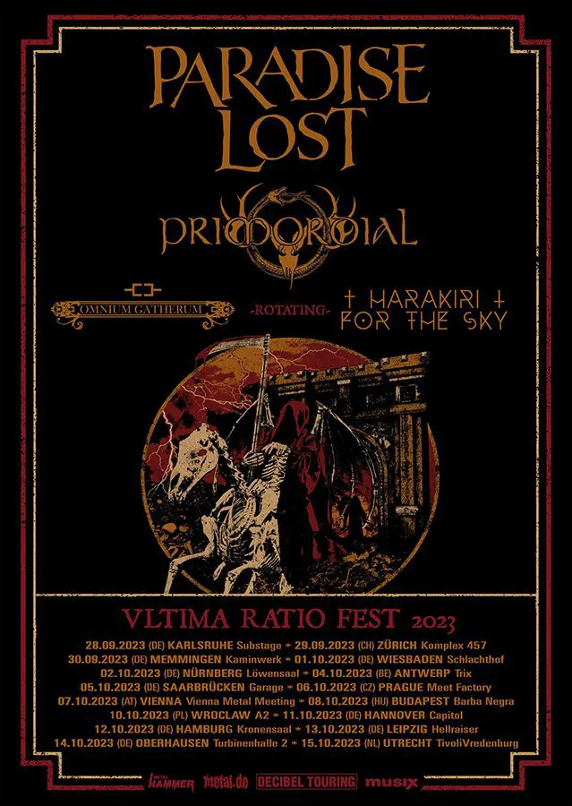 Le Paradise Lost entreprend 2 tournées, l'Ultima Ratio Fest et la tournée des 20 ans de l'icône