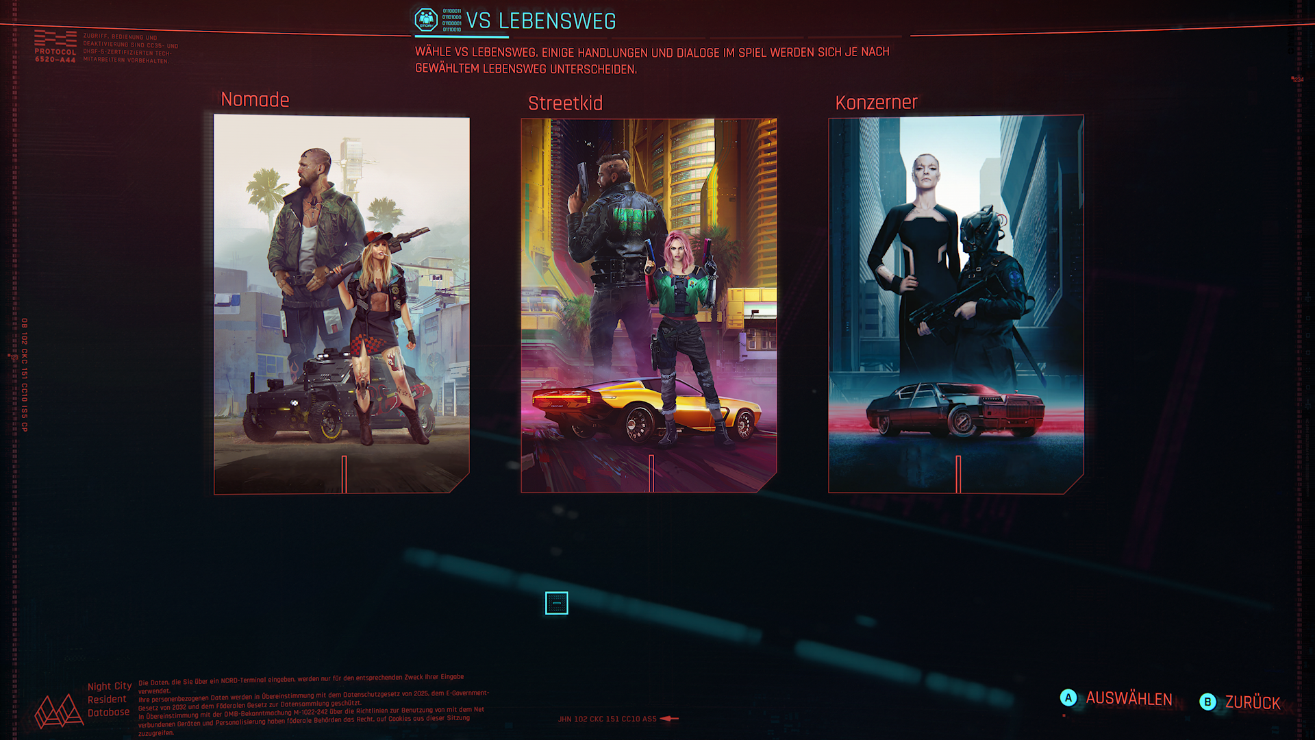 The choice of the former life path in Cyberpunk 2077